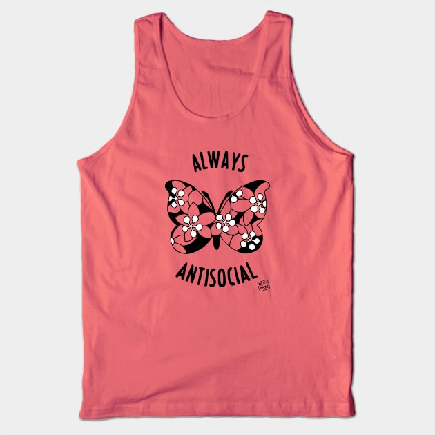 Always Antisocial Butterfly (Monochrome) Tank Top by prettyinpunk